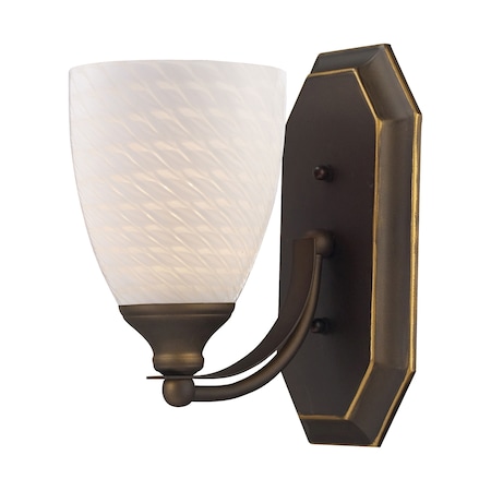 Mix-N-Match Vanity 1-Lght Wall Lmp in Aged Brnz with Wht Swirl Glass -  ELK LIGHTING, 570-1B-WS